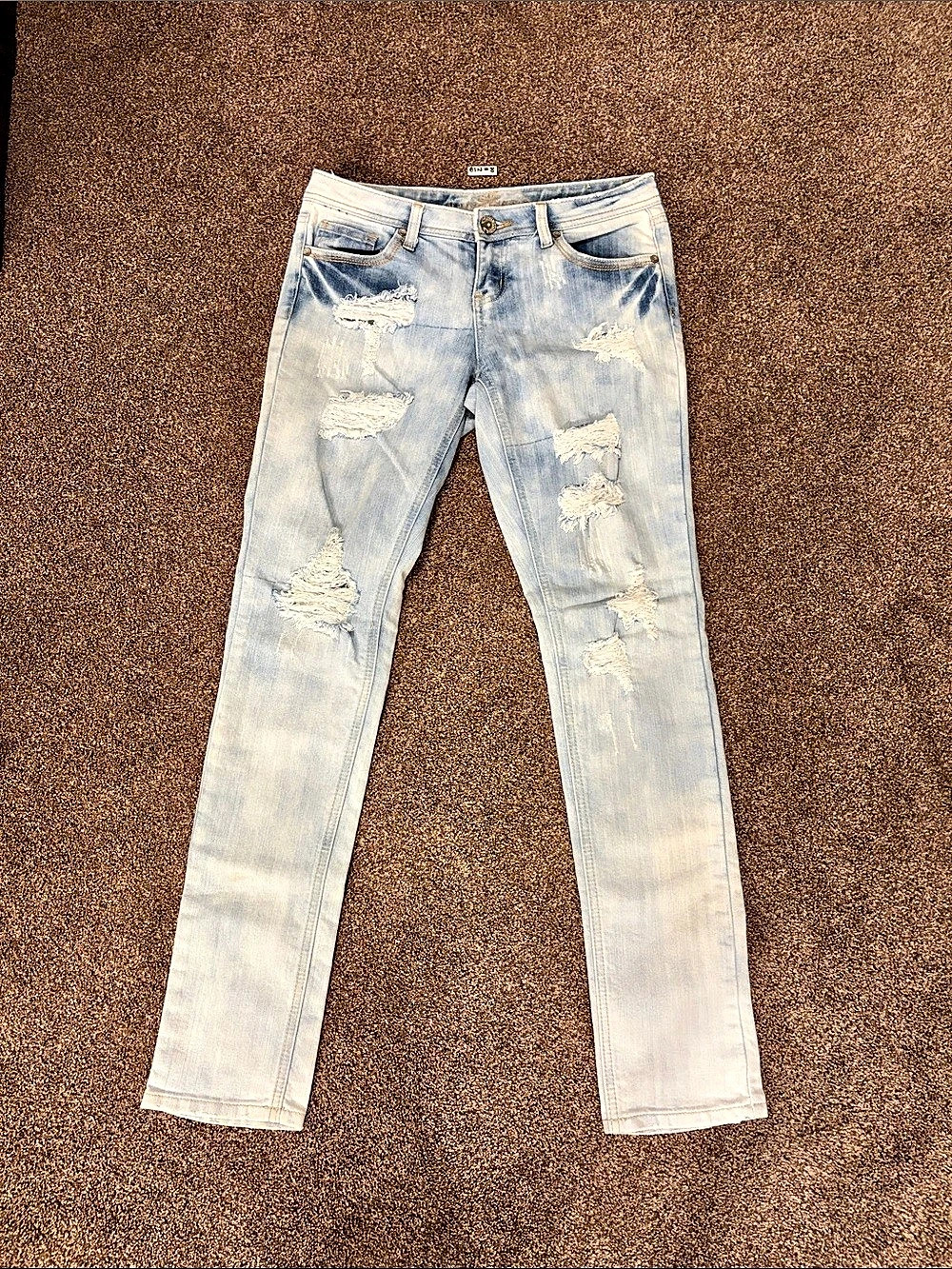 Almost Famous Skinny Jeans Distressed Blue Jeans Waist 9